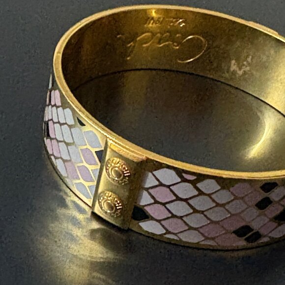 Coach Gold-Tone Purple Enamel Snake Print Bangle Bracelet Jewelry - Picture 4 of 11